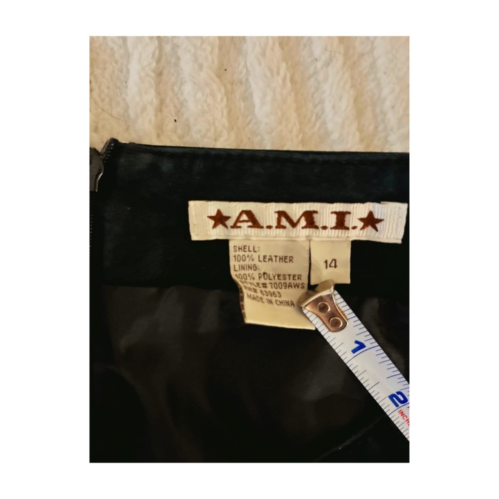 Vintage suede A.M.I Black Leather Skirt